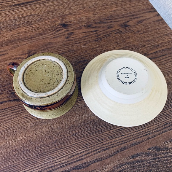 Vintage Handmade Pottery Saucer & Cup - Picture 5 of 7